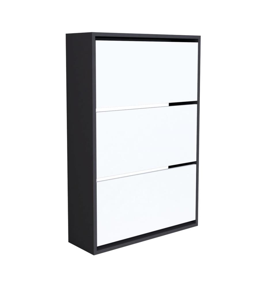 Armoire à chaussures Aurskog 110x73.5x24 cm Anthracite Blanc