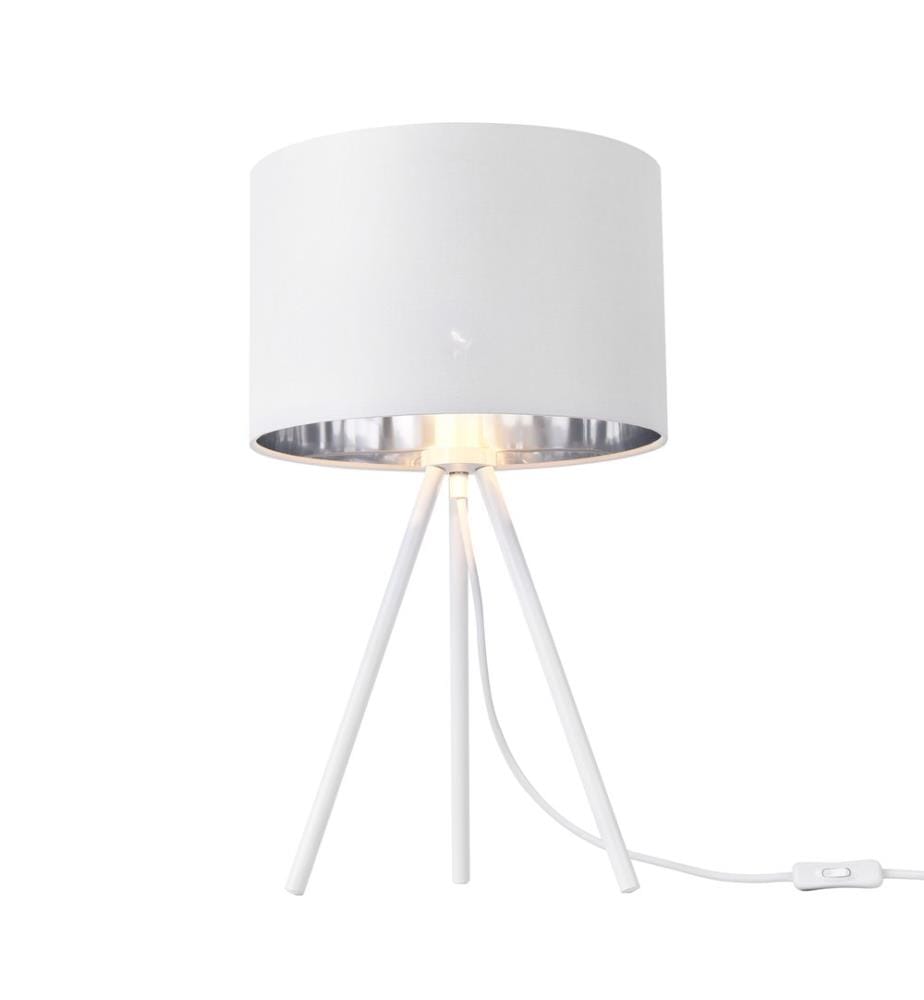 Lampe de table Metz avec abat-jour en tissu, culot E14, 40 W max., blanche