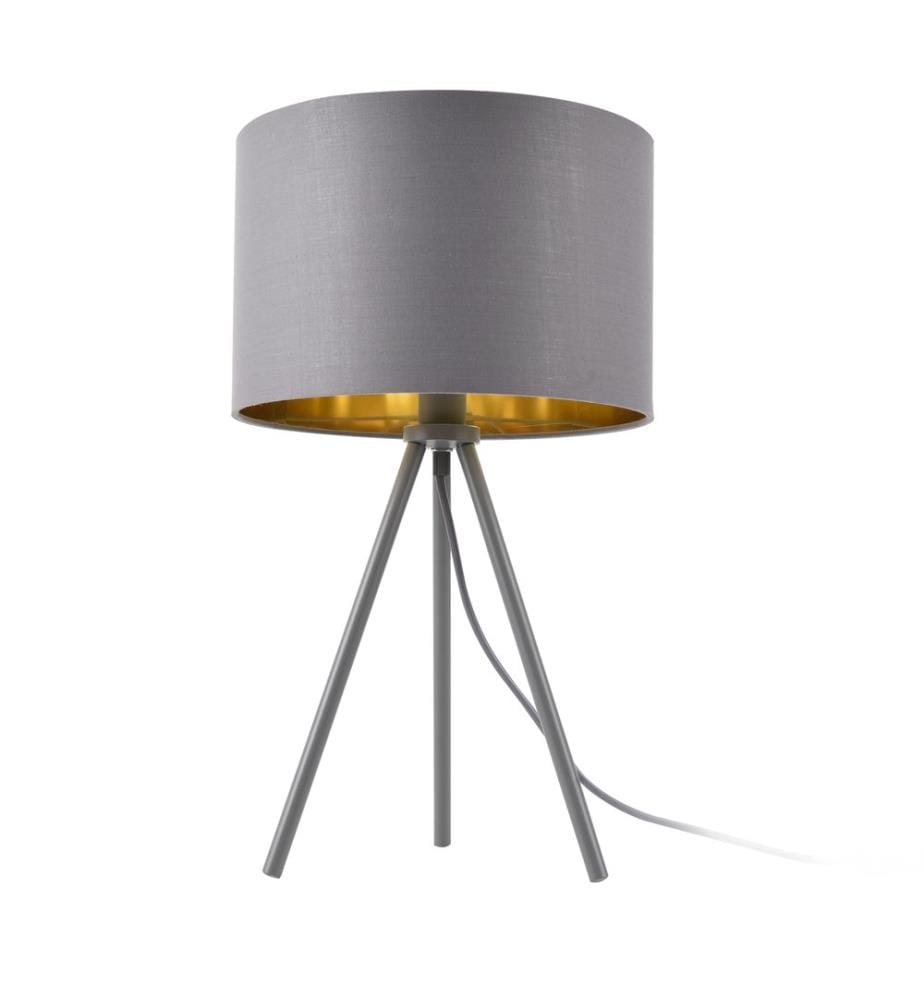 Lampe de table Metz E14, 40 W max., abat-jour en tissu et pied en métal doré