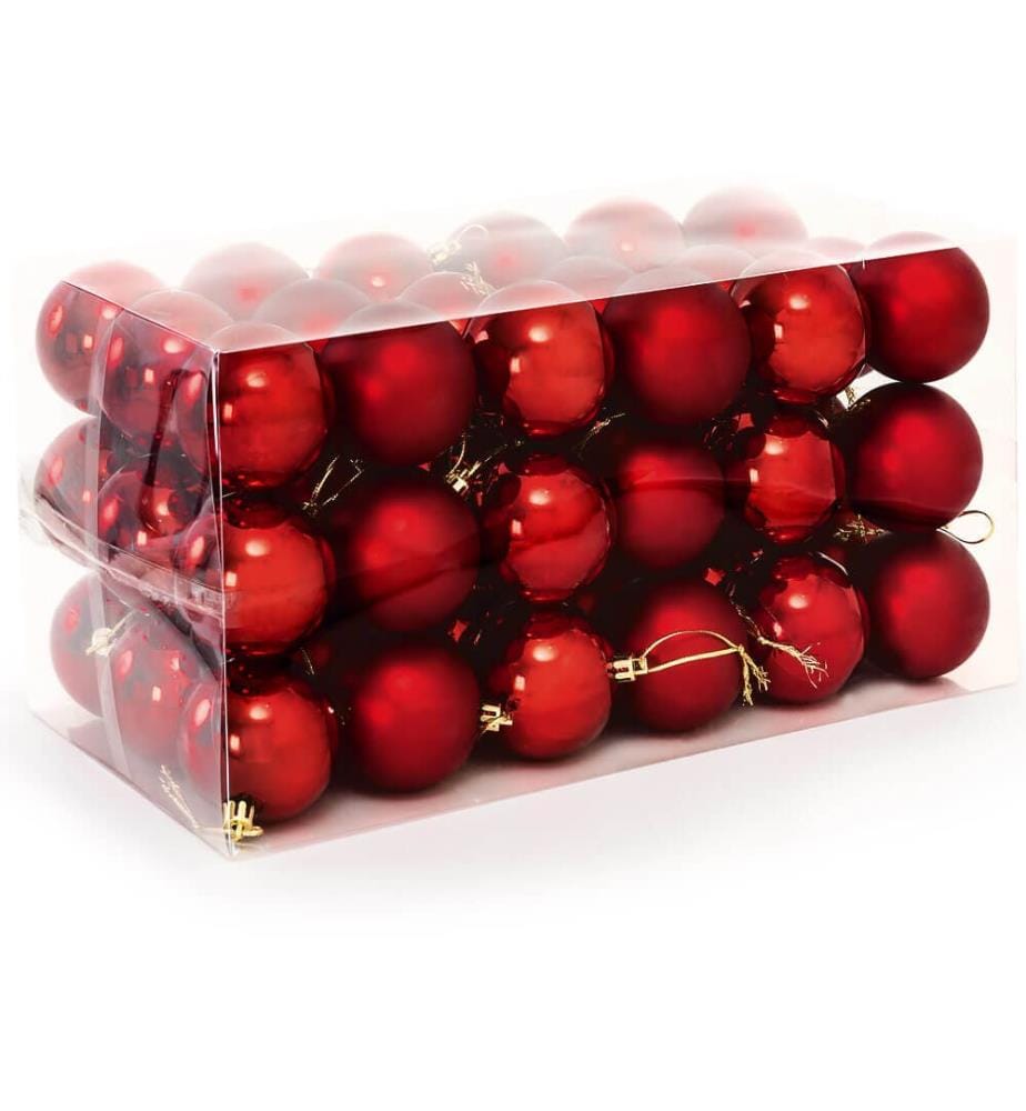 Boules de Noël, boules pour sapin de Noël, lot de 54 pièces, rouge