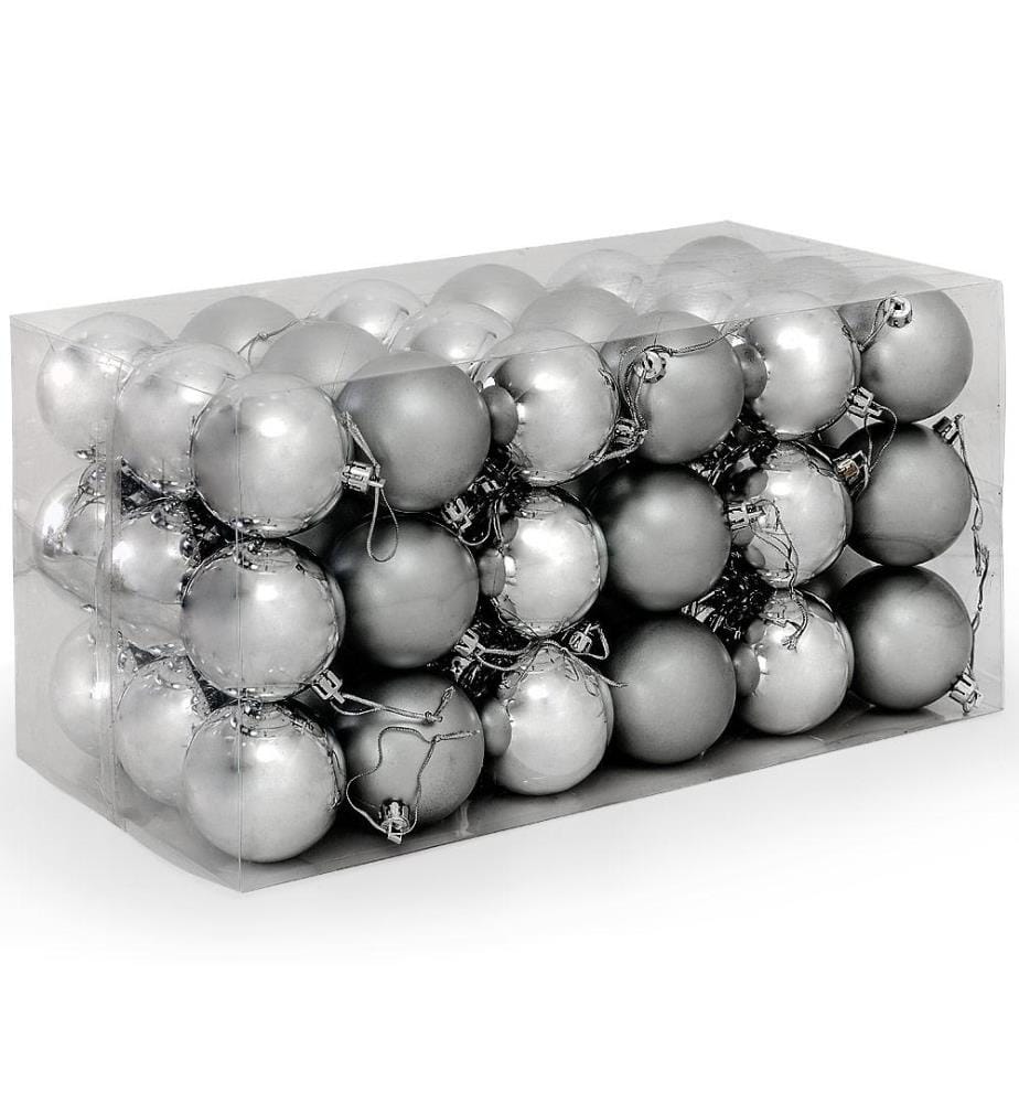 Boules de Noël, boules pour sapin de Noël, lot de 54 pièces, argentées