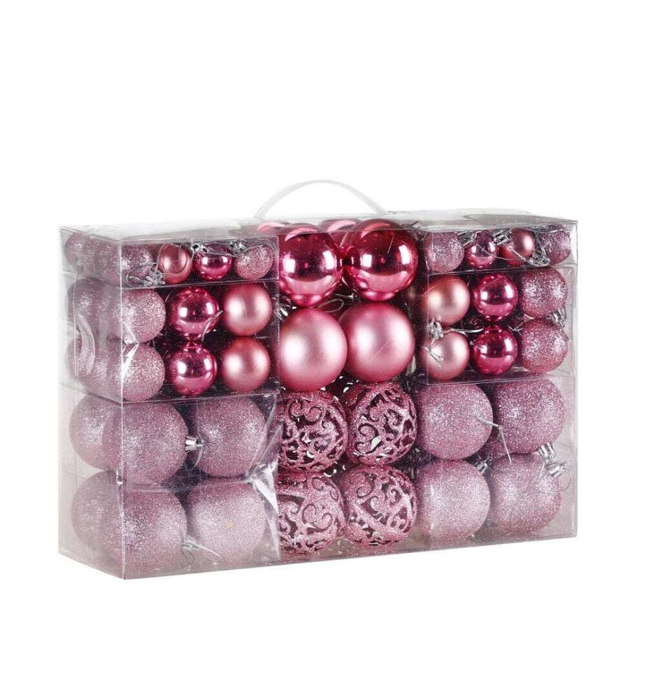 Boules de Noël, boules pour sapin de Noël, lot de 100, rose