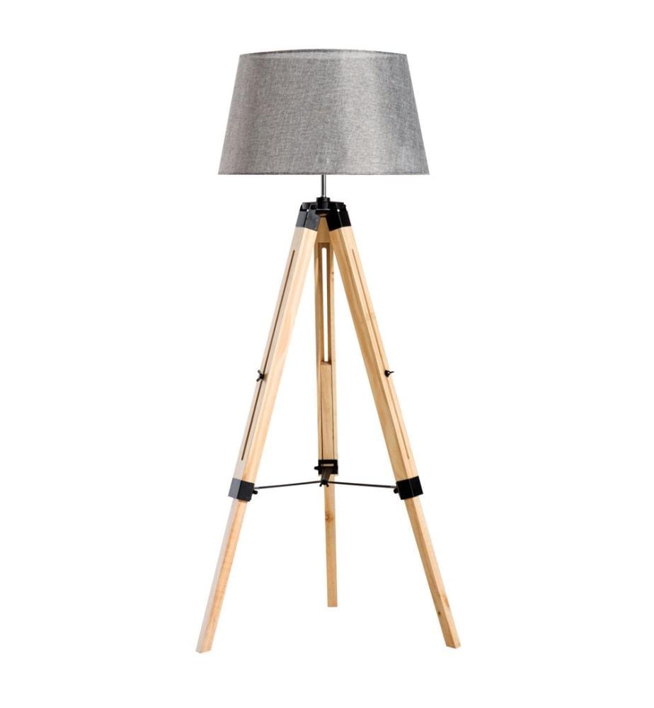 Lampadaire en bois 99-143 cm Malmö Naturel Gris