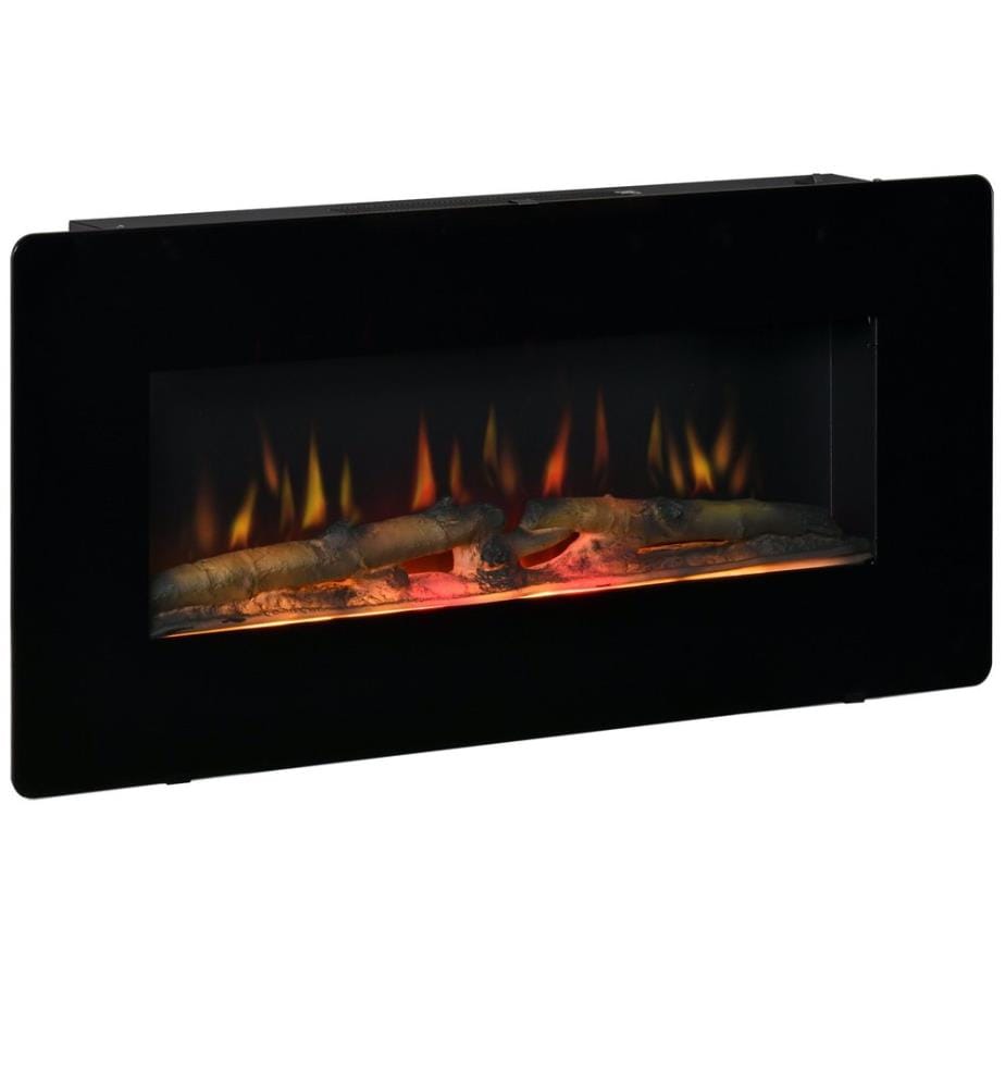 Cheminée électrique murale avec minuterie et effet de flammes