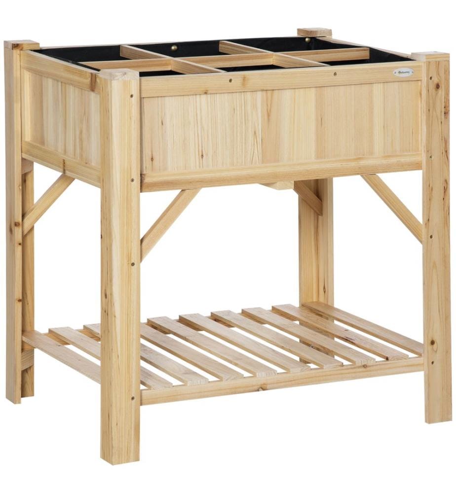 Jardinière surélevée en bois avec 6 compartiments, 78,5 x 58 x 81 cm