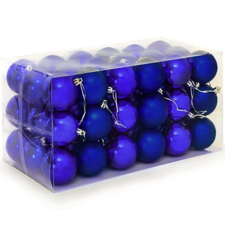 Boules de Noël, boules pour sapin de Noël, lot de 54, bleu