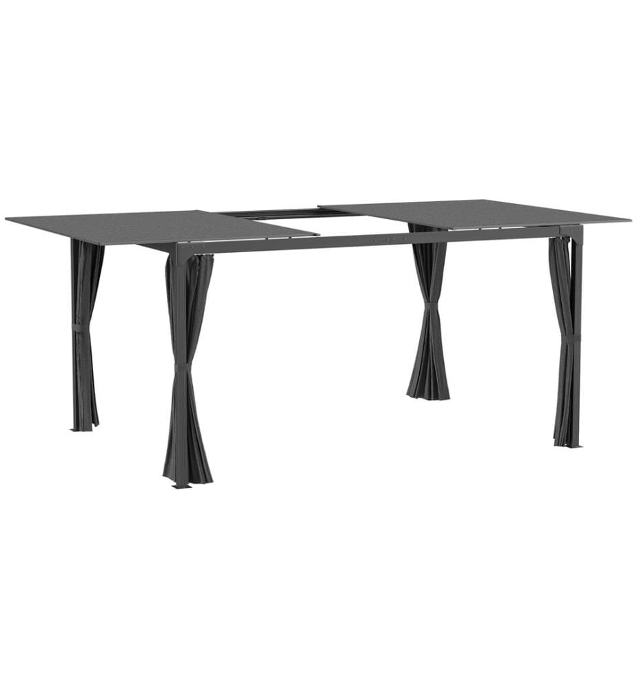 Pergola 2,95 x 2,95 m, 4 rideaux, 1 toit coulissant