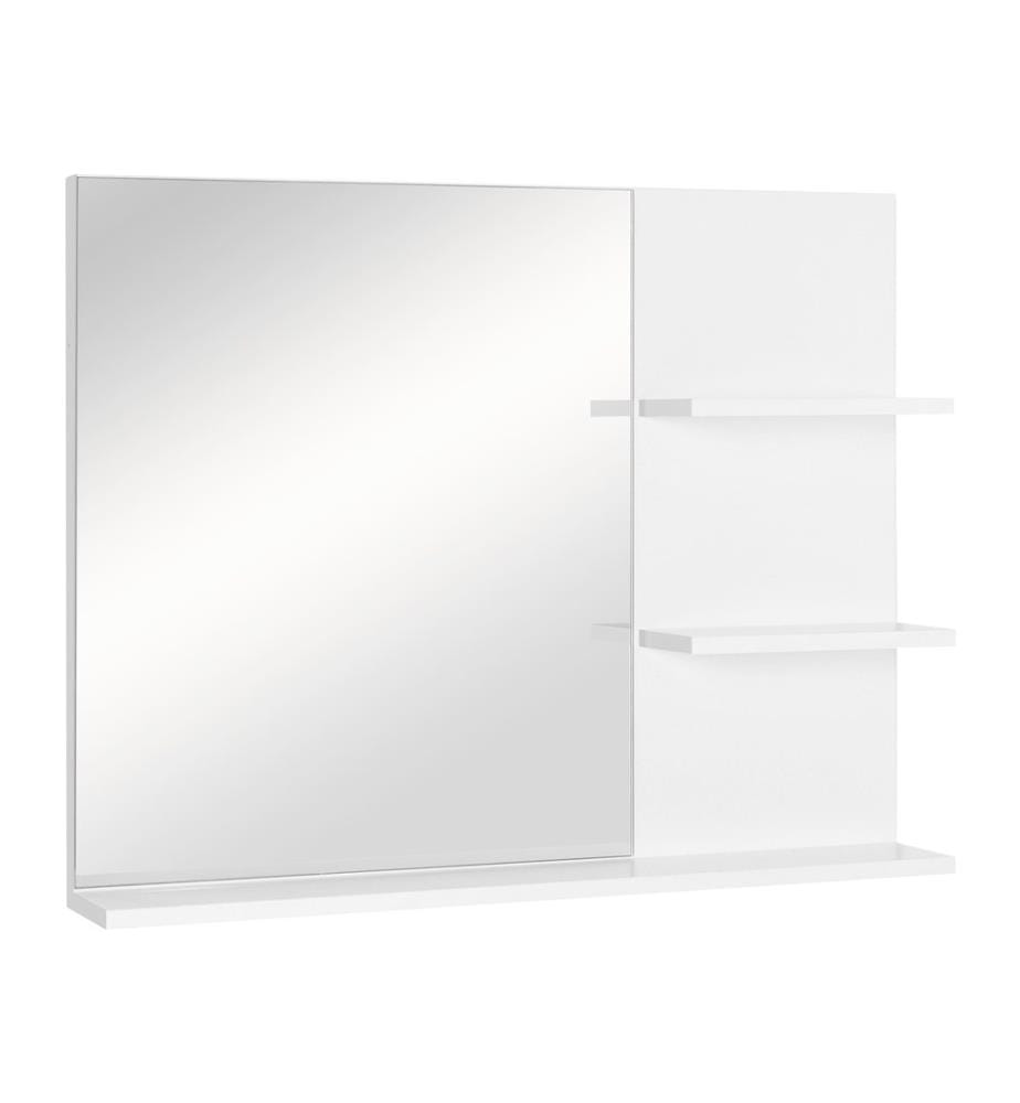 Miroir de salle de bain avec 3 étagères - Miroir mural avec étagères - 60 x 10 x 48 cm