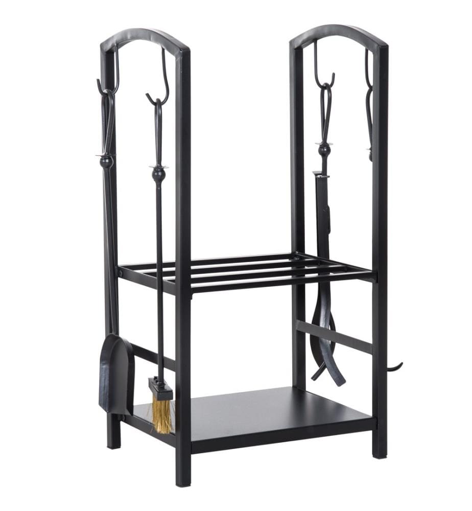 Étagère à bois avec accessoire de cheminée H : 74 cm Étagère à bois