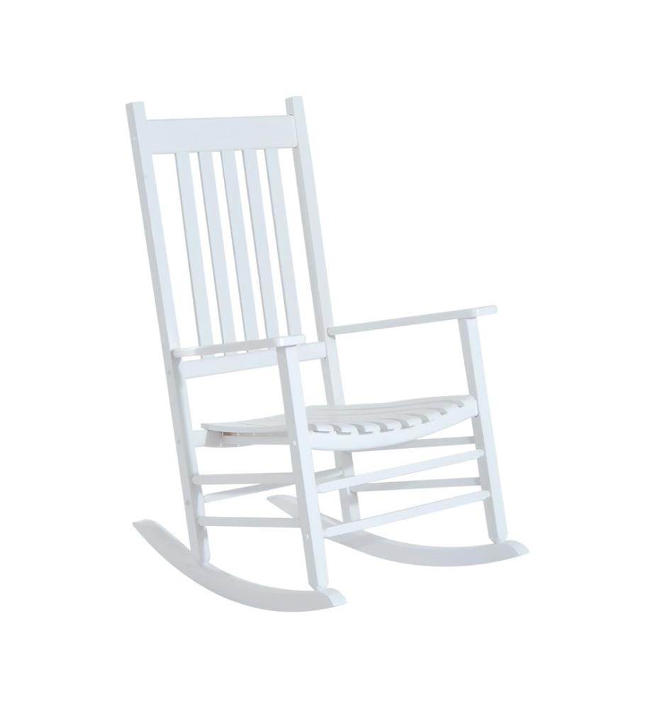 Fauteuil à bascule de jardin avec accoudoirs, en bois de peuplier blanc