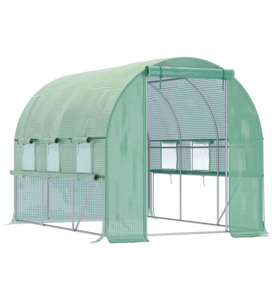 Serre en plastique 2,95 x 2 x 2 m, tunnel en plastique à 6 fenêtres