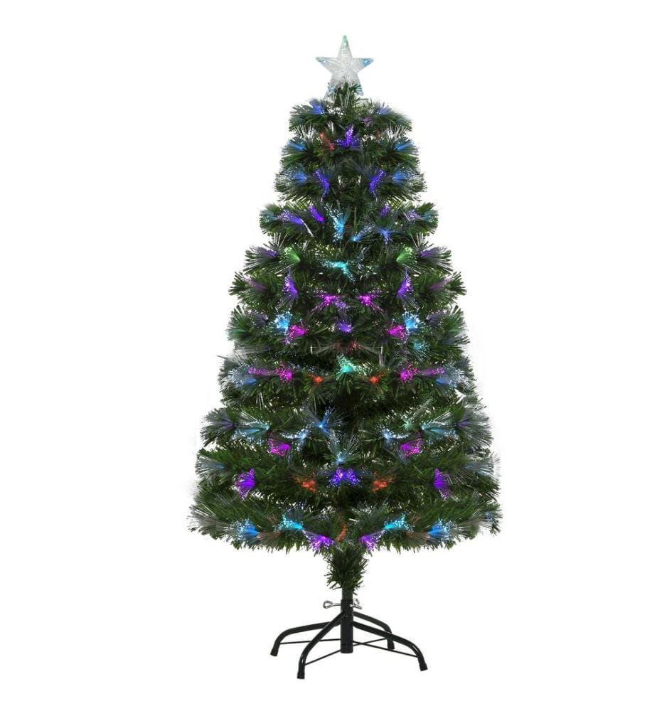 Sapin de Noël 120 cm, 130 branches, effets lumineux, Ø 66 x H 120 cm