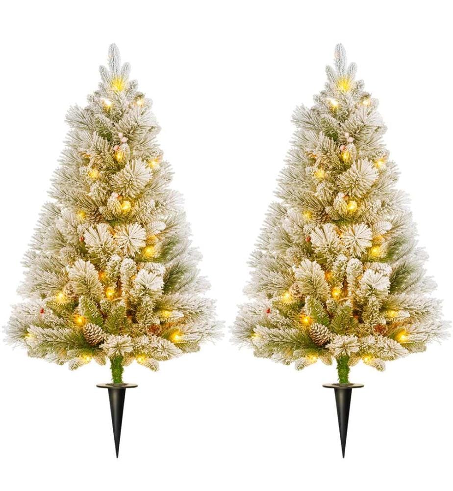 Sapin de Noël artificiel, 90 cm, 151 branches, lot de 2, 100 LED