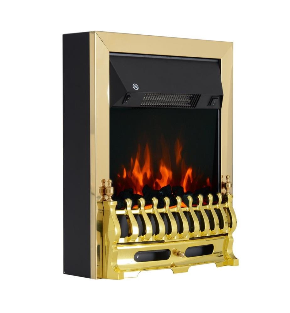 Cheminée électrique, radiateur électrique, poêle de cheminée 2000 W, doré