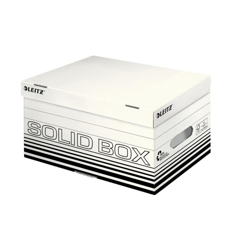 LEITZ - Boîte darchivage Solid Box S Couvercle à charnière, 10 pièces, noir