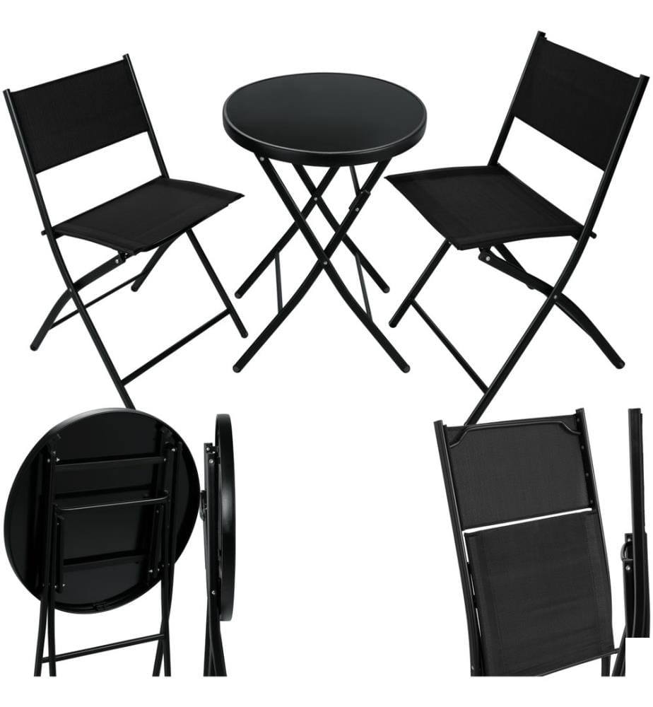 Ensemble table et chaises de jardin DUSSELDORF - noir