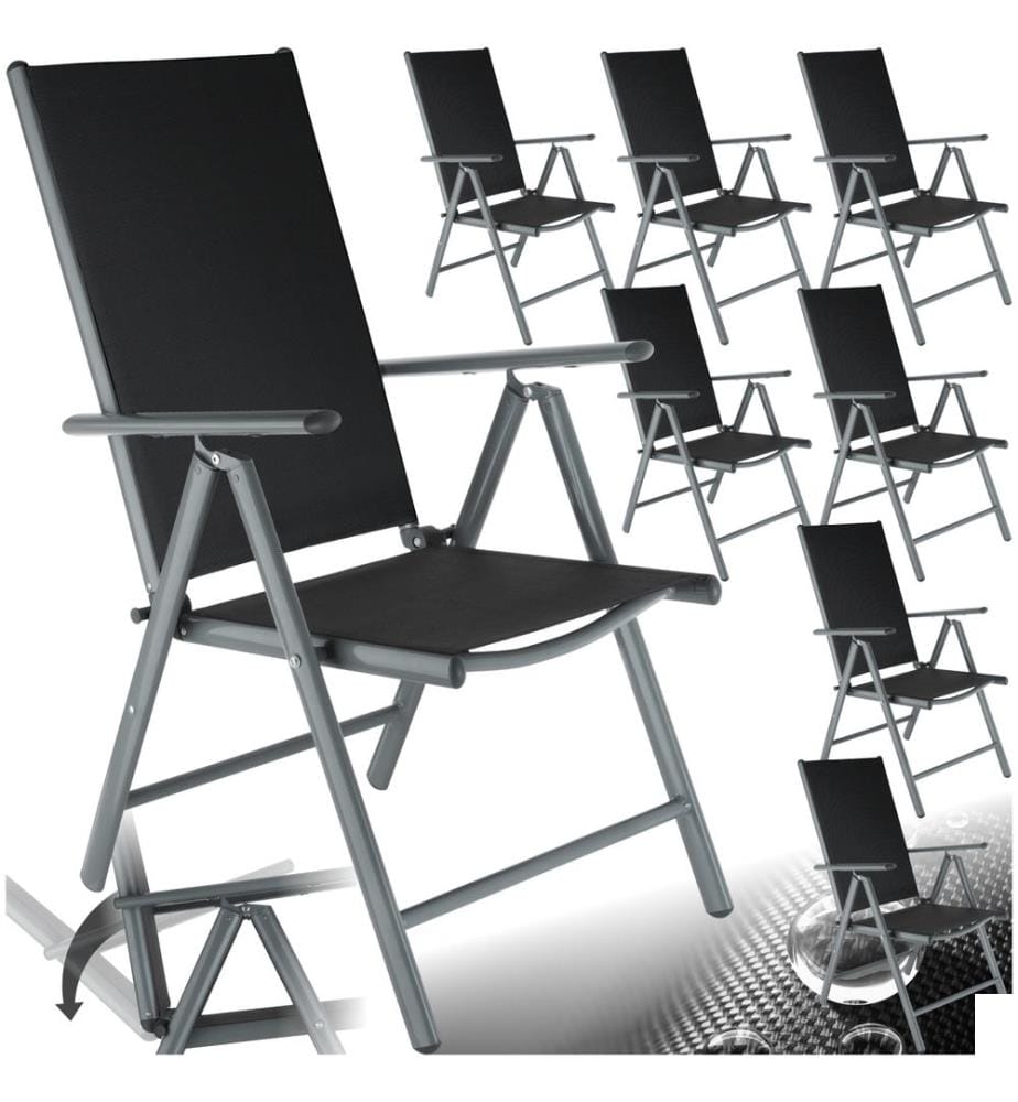 Lot de chaises de jardin pliantes en aluminium - gris anthracite, Lot de 8
