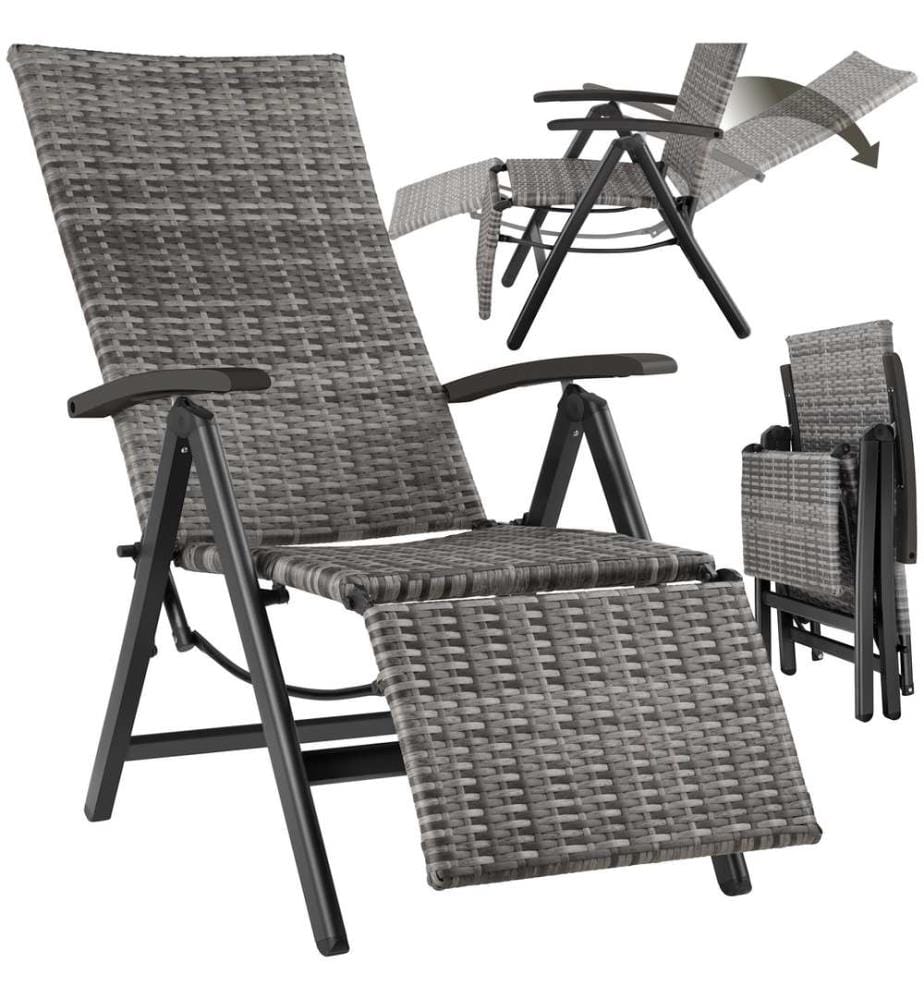 Fauteuil de relaxation pliable avec repose-pieds Brisbane - gris