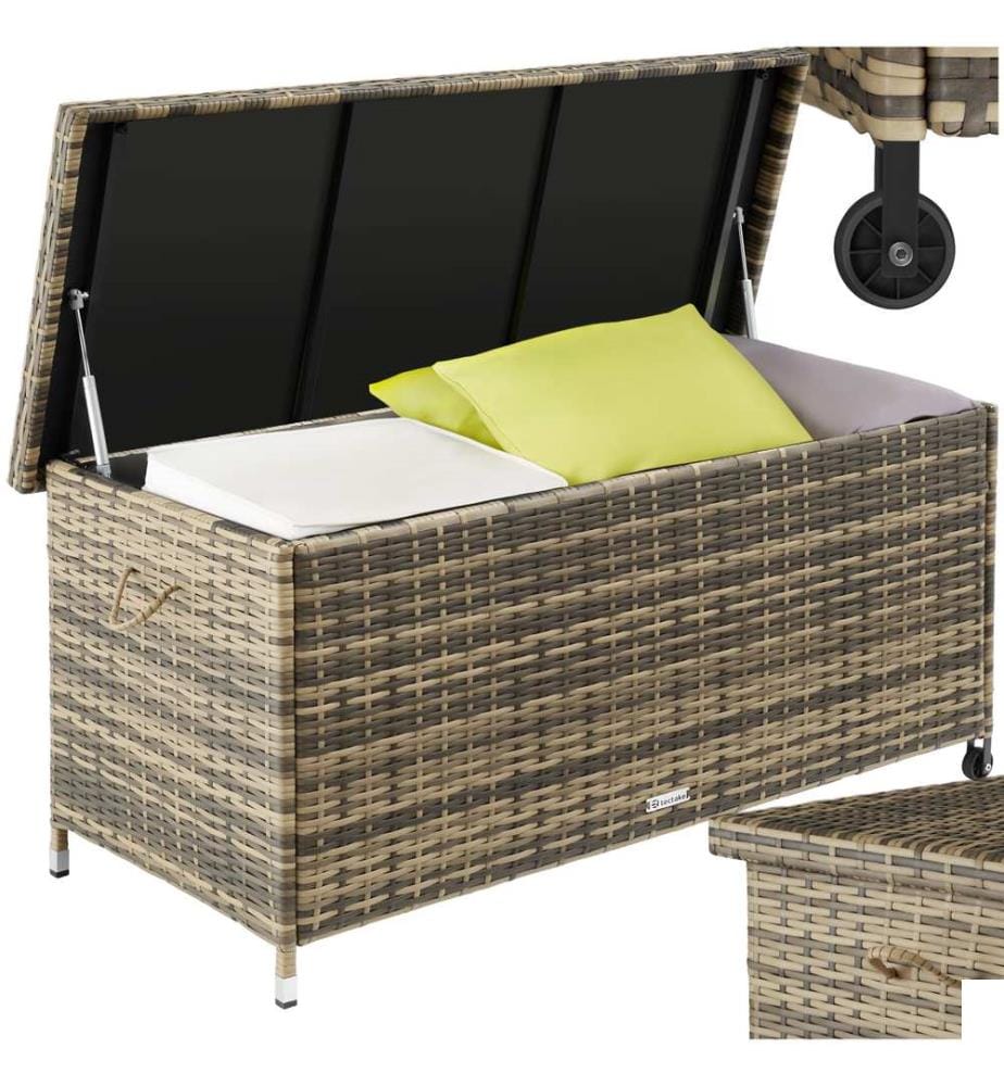 Coffre de jardin KIRUNA en rotin synthétique 121 x 56 x 60 cm 270 L - marron naturel