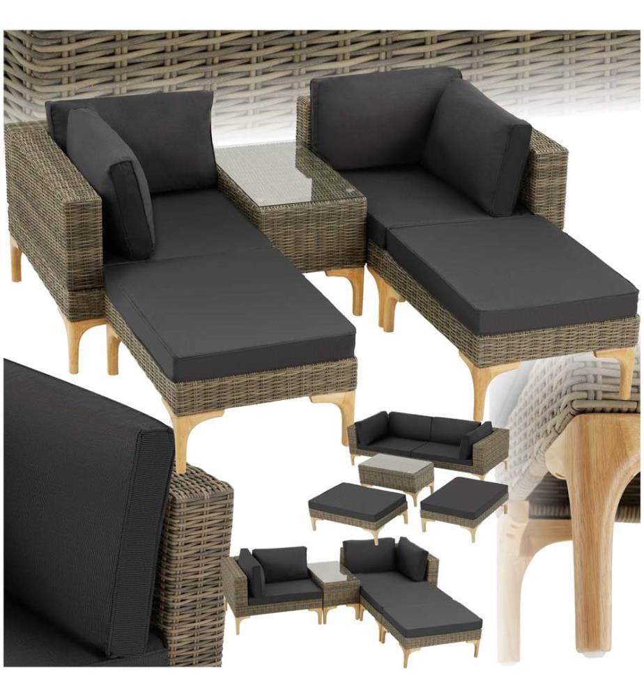 Salon en rotin avec cadre en aluminium Bellaria - marron naturel
