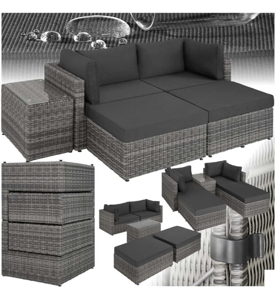 Canapé de jardin SAN DOMINO modulable - gris clairgris foncé
