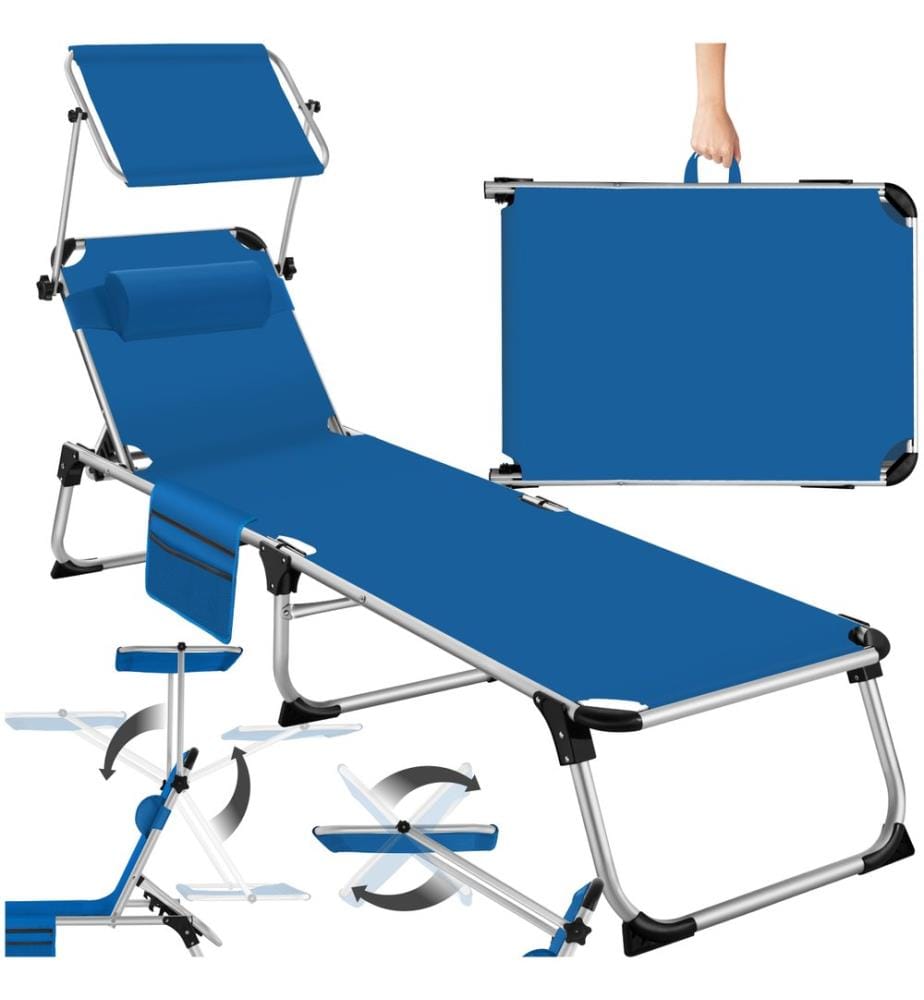 Bain de soleil Aurelie en aluminium, 6 positions - bleu