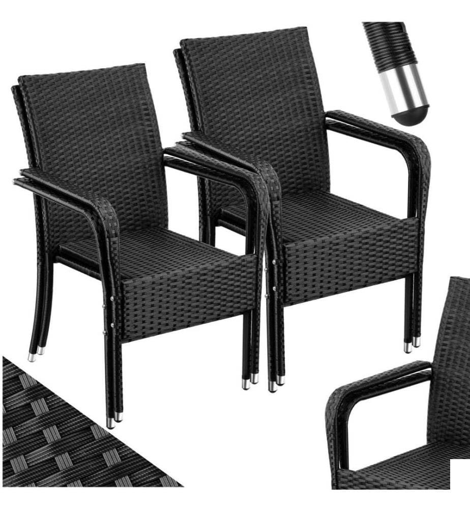 Chaise en résine tressée GIRONA avec une capacité de charge de 120 kg - Lot de 4