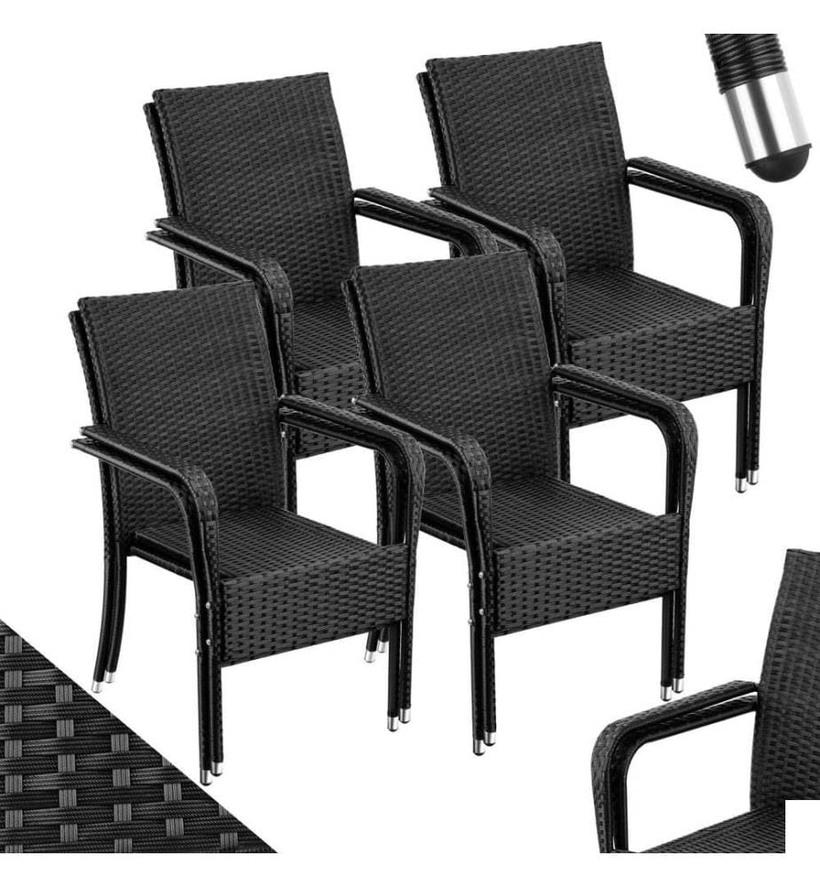 Chaise en résine tressée GIRONA avec une capacité de charge de 120 kg - Lot de 8