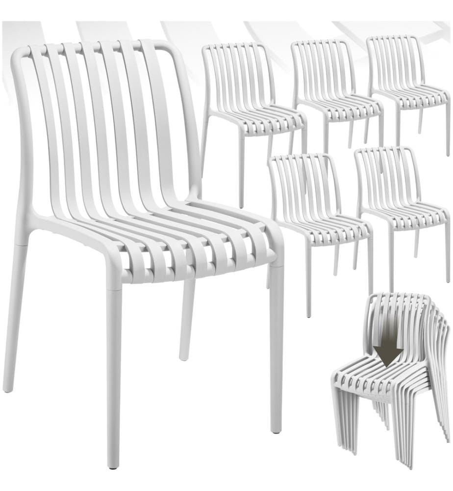 Chaises de jardin ALCUDIA résistantes aux intempéries et empilables - crème, Lot de 6