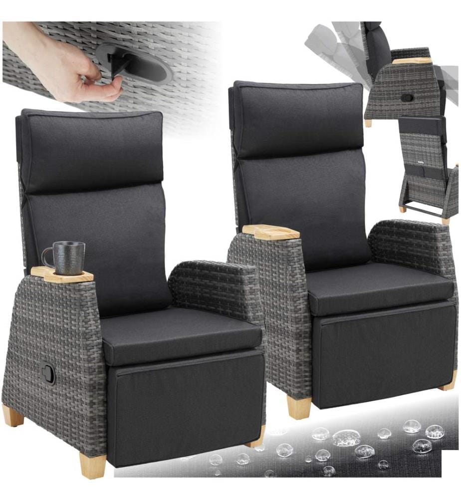 Fauteuil en rotin PESCARA cadre en aluminium - Lot de 2