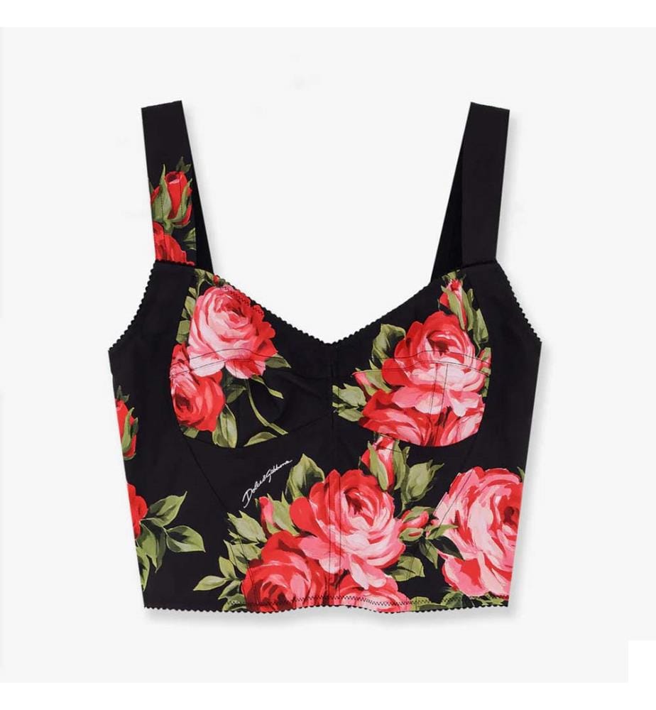 Top bustier en coton mélangé - Noir