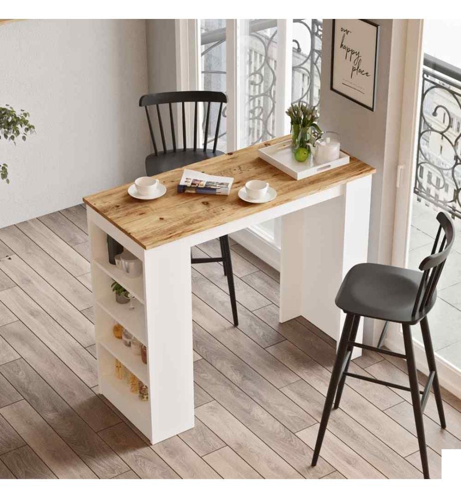 Table de bar - pin atlantique blanc