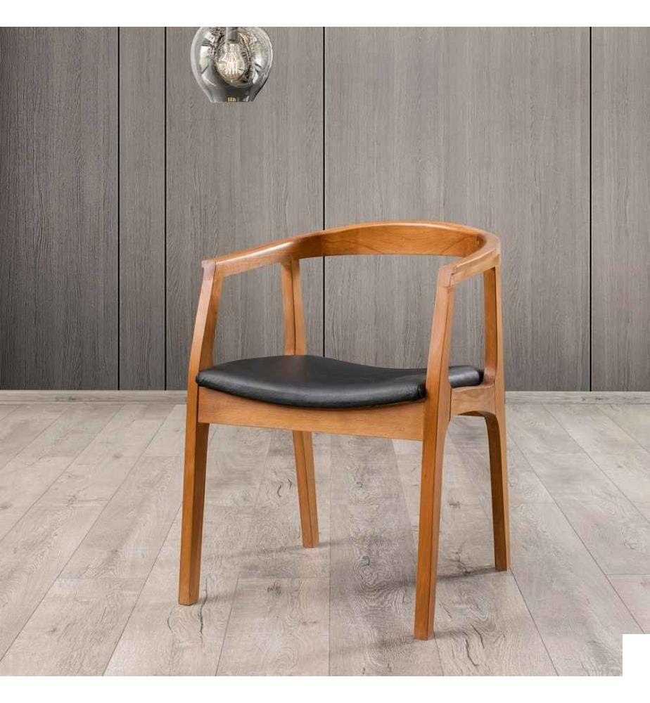 Chaise  Noyer Noir Faux Cuir