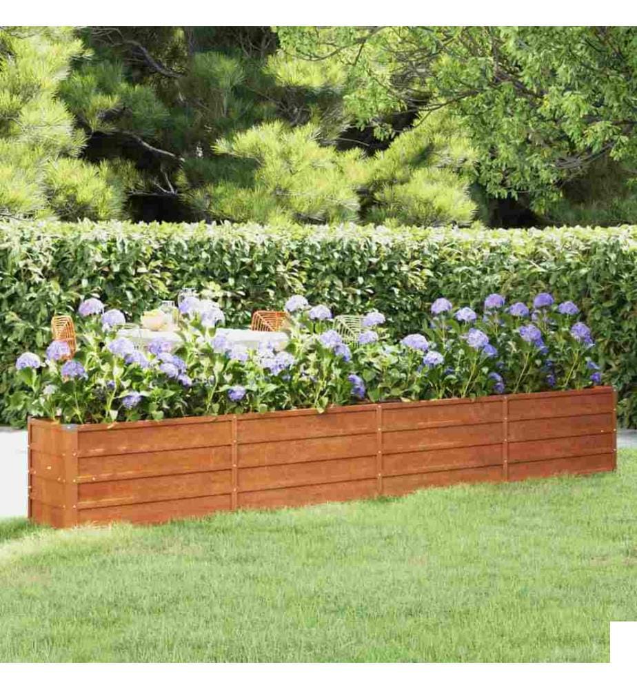 Lit surélevé de jardin rouillé 320x40x45 cm acier corten