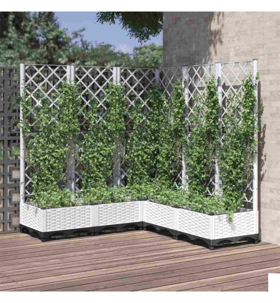 Jardinière avec treillis Blanc 120x120x121,5 cm PP