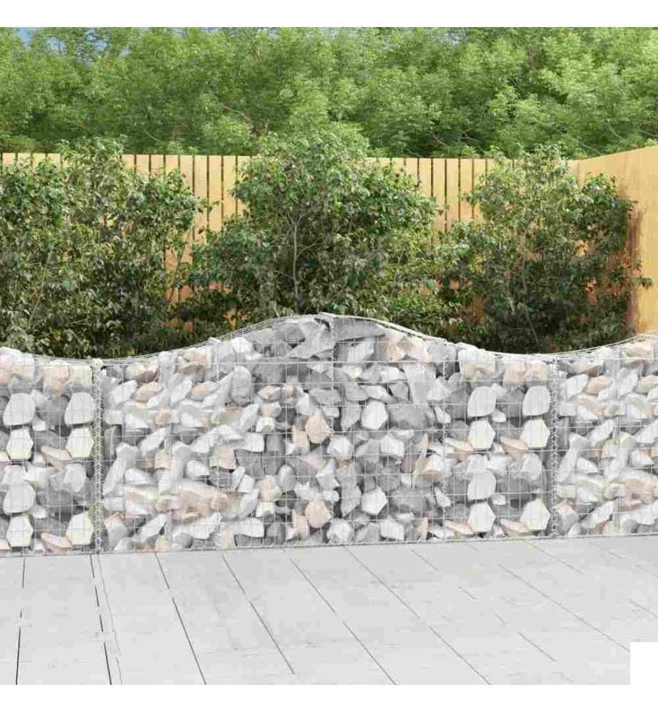 Paniers à gabions arqués 2 pcs 200x30x80/100 cm Fer galvanisé