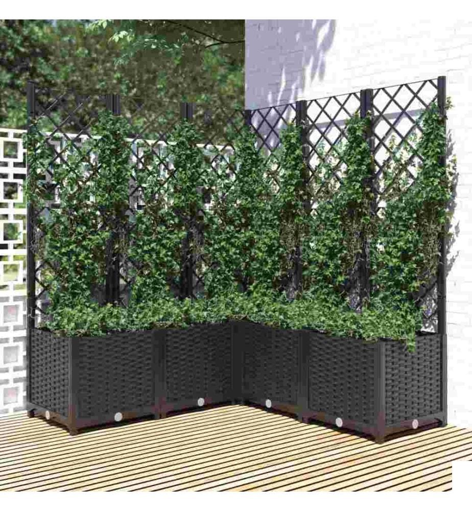 Jardinière avec treillis Noir 120x120x136 cm PP