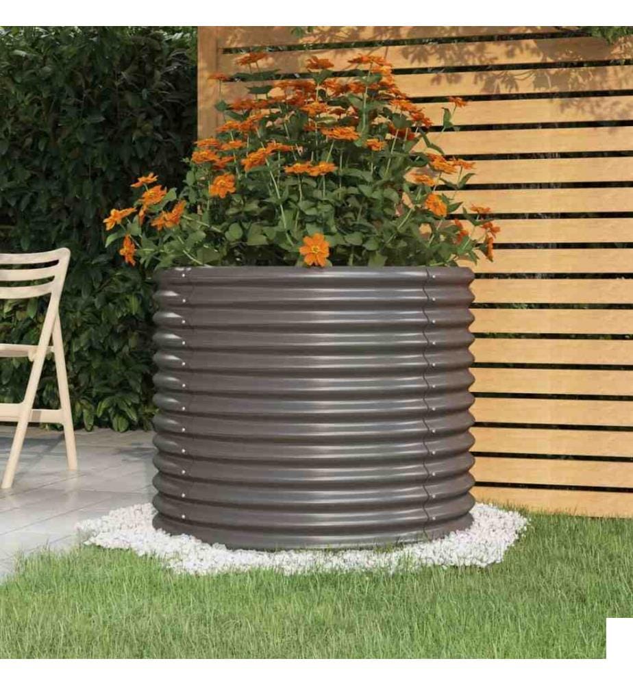 Jardinière de jardin Acier enduit de poudre 80x80x68 cm Gris