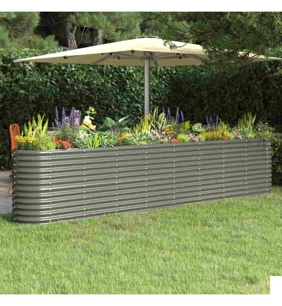 Lit surélevé de jardin Acier enduit de poudre 332x40x68 cm gris