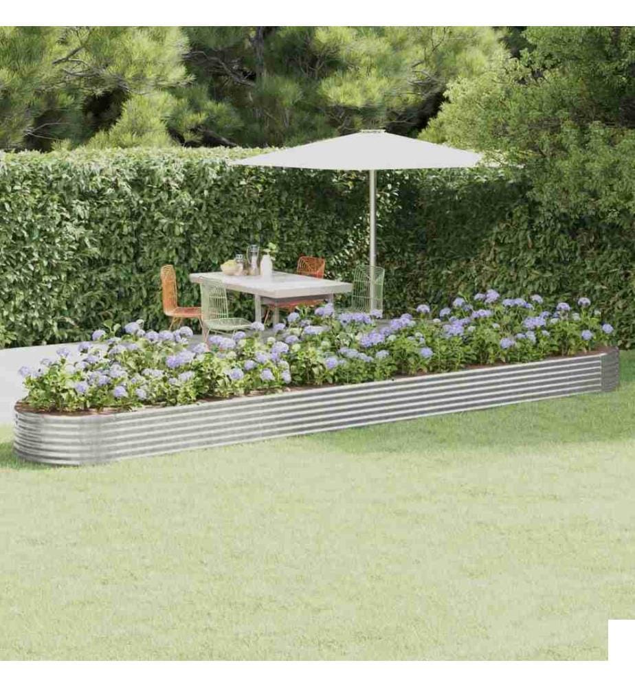 Lit surélevé de jardin Acier enduit de poudre Argenté