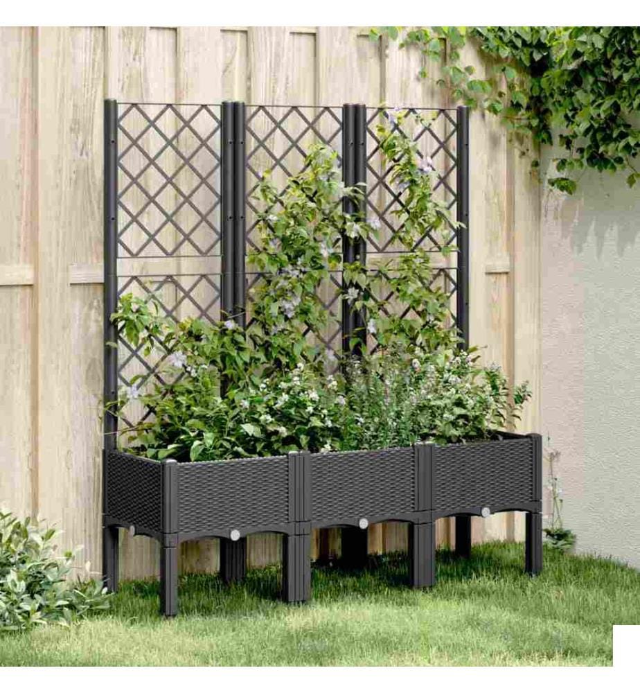 Jardinière avec treillis noir 120x40x142 cm PP