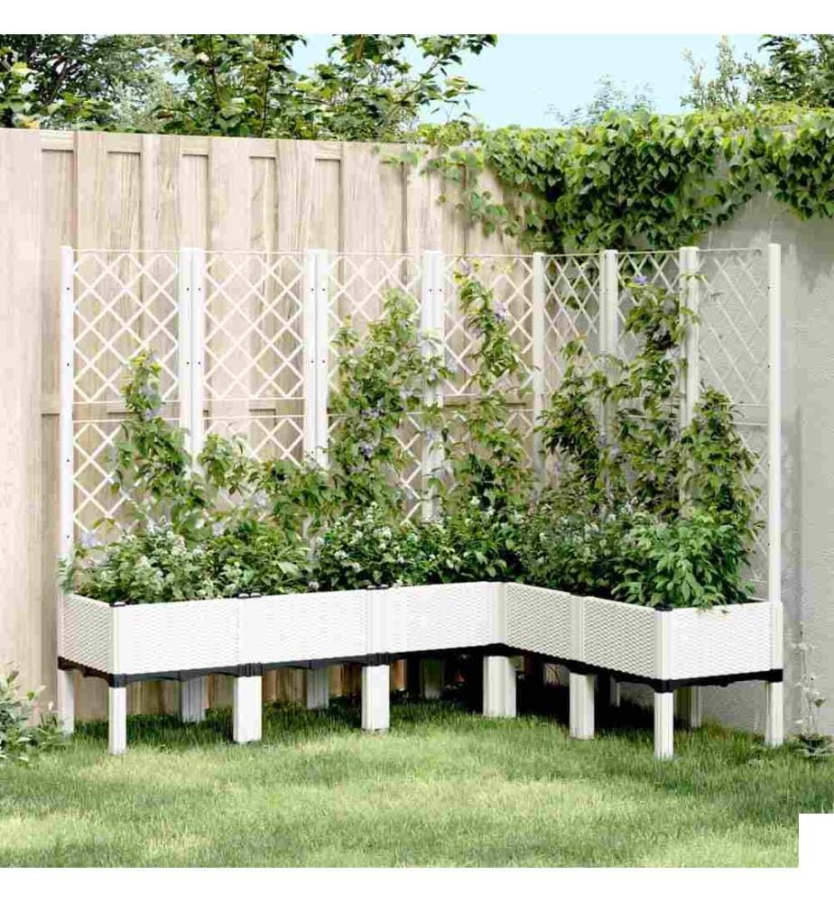 Jardinière avec treillis blanc 160x120x142 cm PP