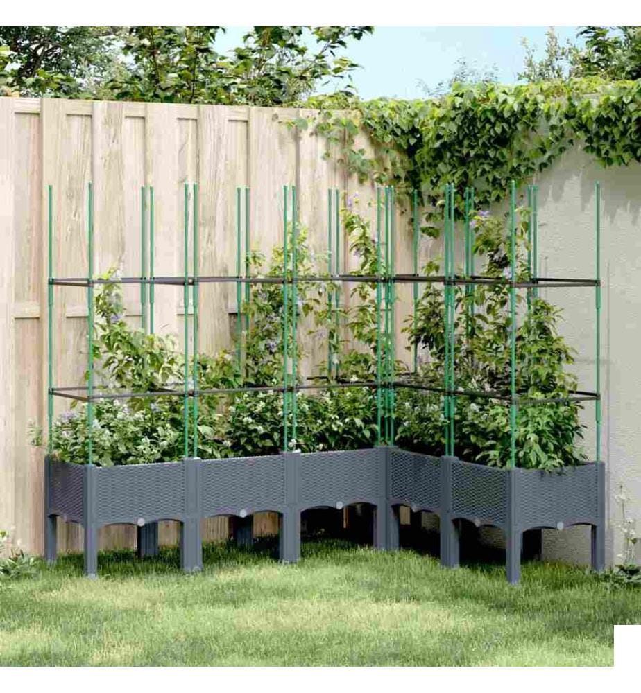 Jardinière avec treillis gris 160x120x142,5 cm PP
