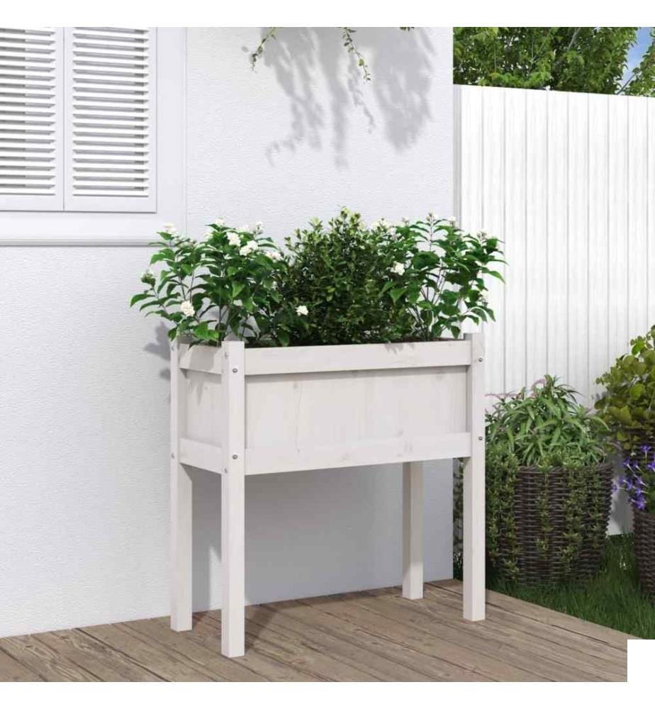 Jardinières avec pieds blanc 70x31x70 cm bois de pin massif