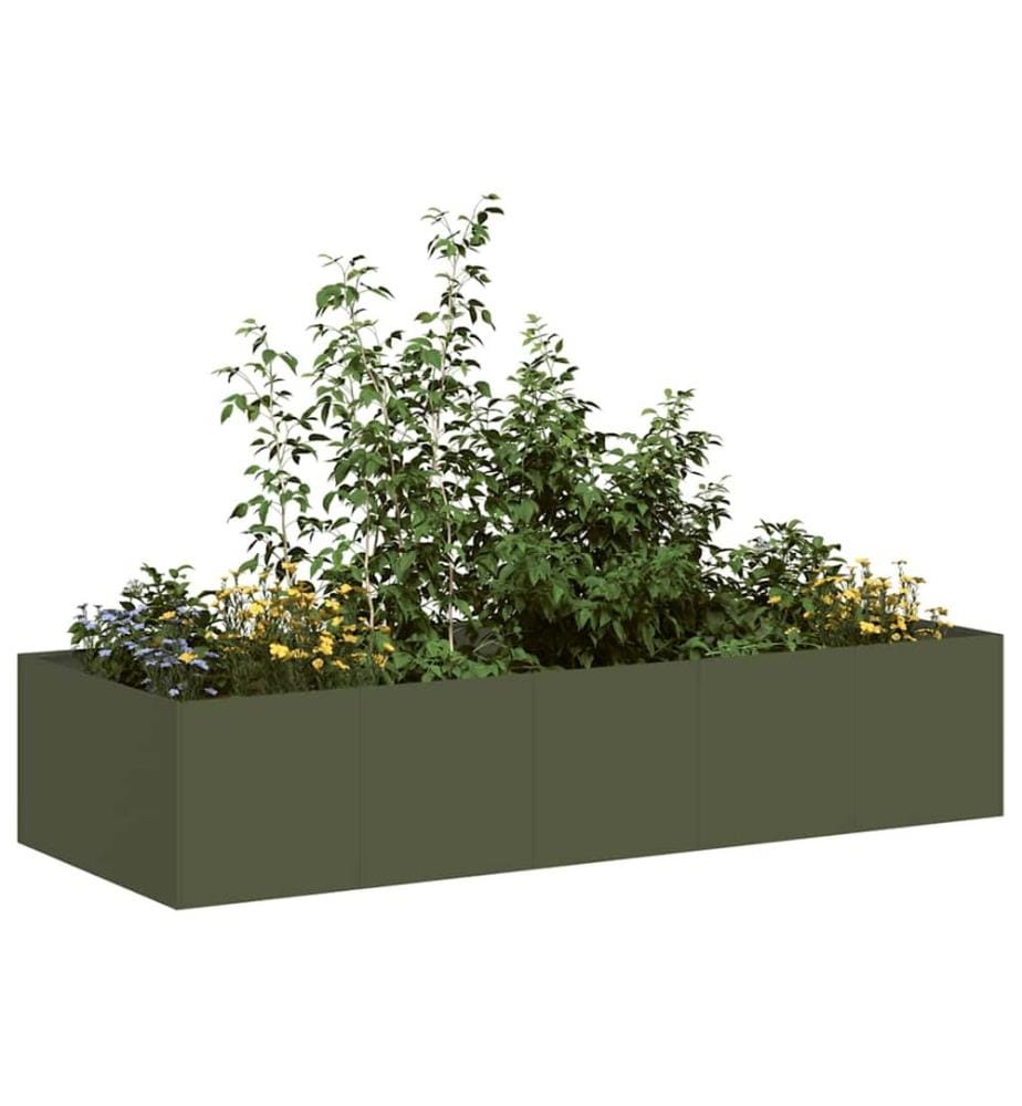 vidaXL Jardinière vert olive 200x80x40 cm acier