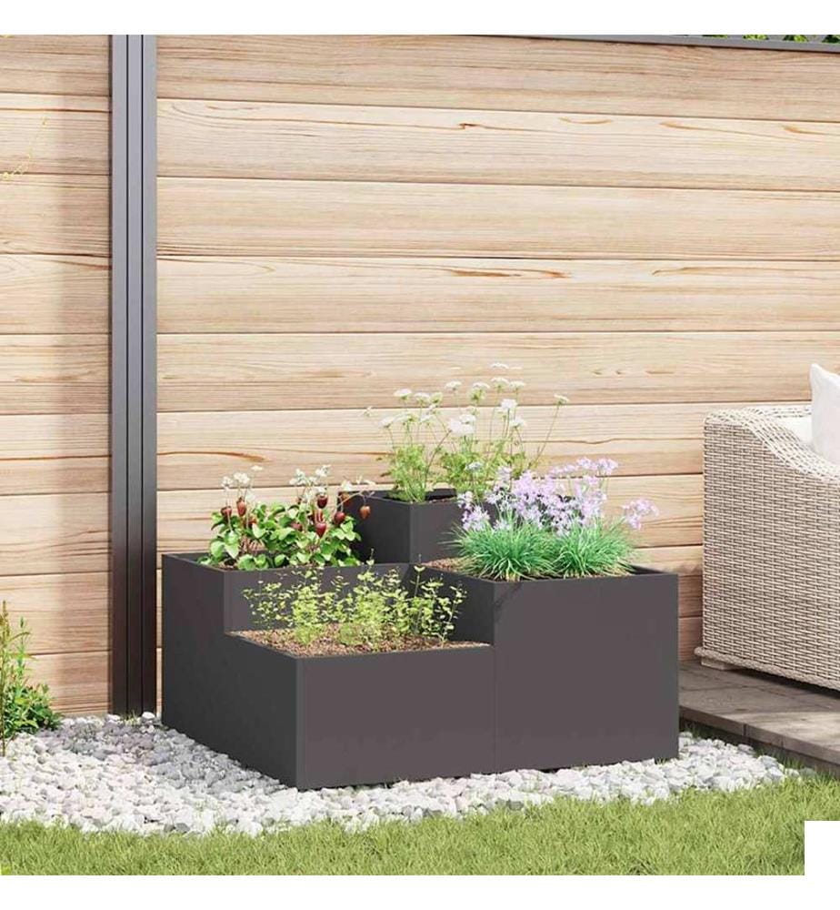 vidaXL Cache-pot de jardin Noir 100 x 100 x 48 cm Acier