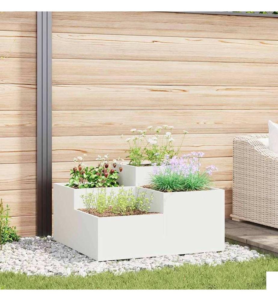 vidaXL Cache-pot de jardin Blanc 100 x 100 x 48 cm Acier