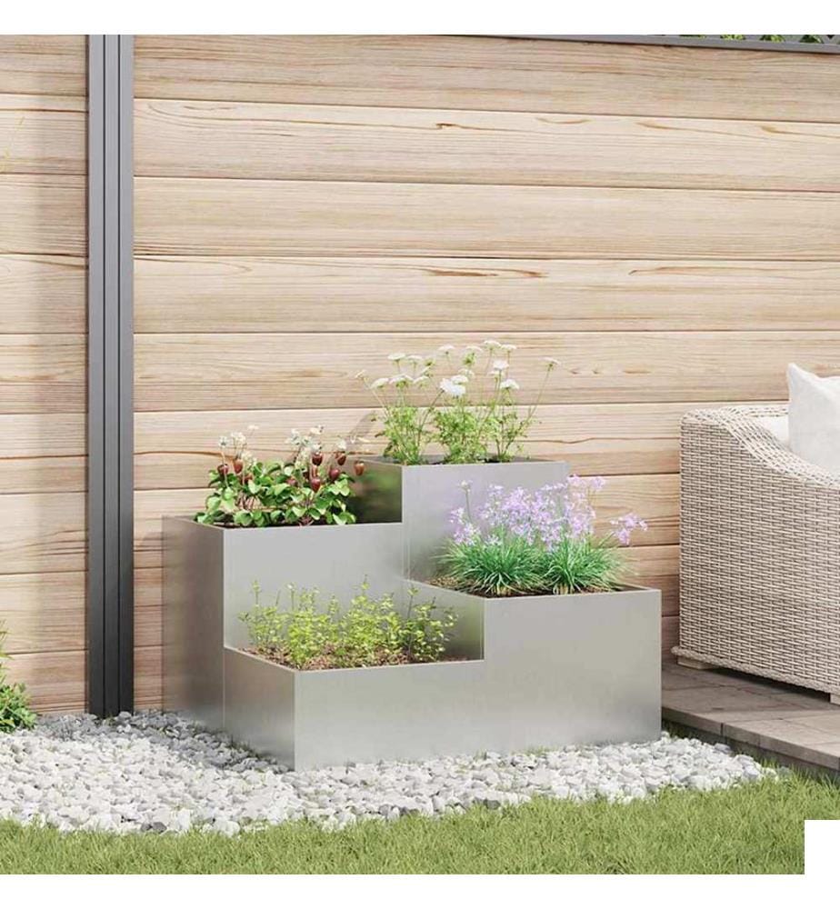 vidaXL Cache-pot de jardin Argent 80 x 80 x 60 cm Acier galvanisé