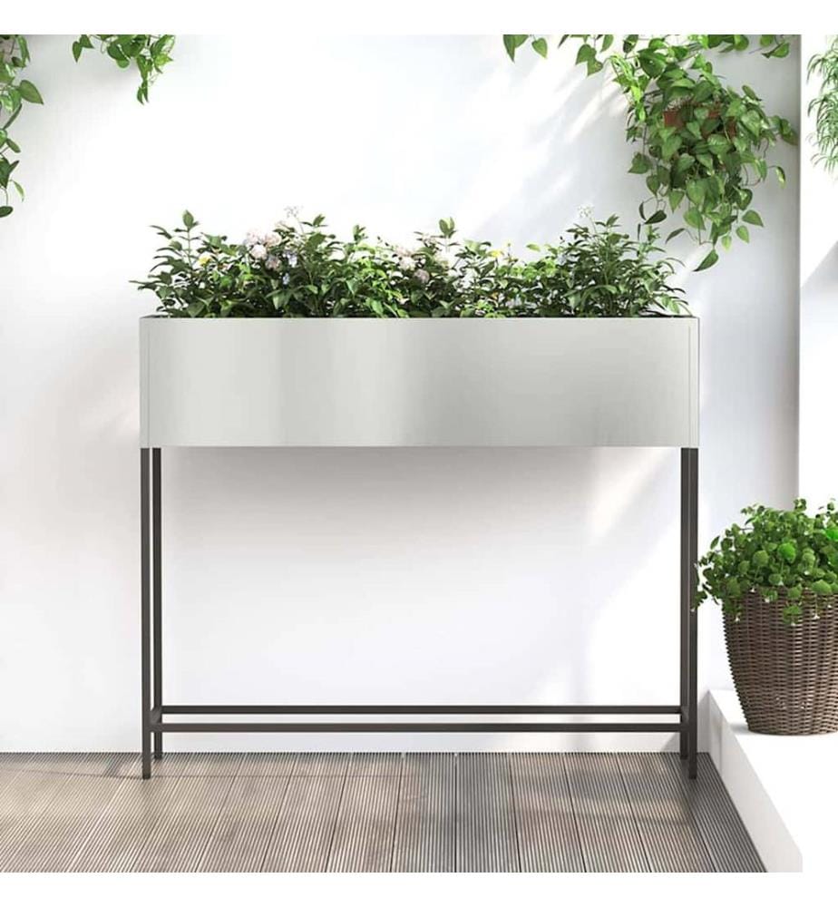 vidaXL Bac de jardin surélevé Argent 100 x 26 x 82 cm Acier galvanisé