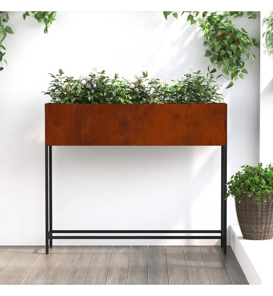 vidaXL Bac de jardin surélevé Rouillé 100 x 26 x 82 cm Acier patiné